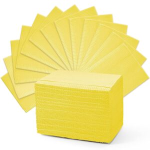 premium waterproof 2 ply 3 ply custom poly patient bibs 13"x18" fluid resistant soft yellow dental bibs disposable