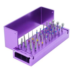 30pcs/box well ck high speed dental diamond bur set disinfection block aluminium bur holder polishing drill bit burs
