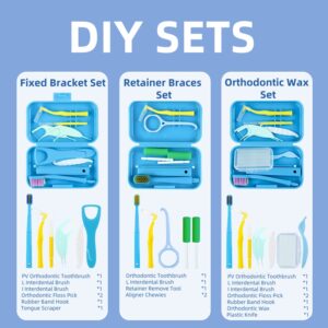 Portable 9-Item Home Use Dental Orthodontic Care Kit Plastic Toothbrush