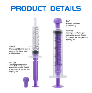 medical disposable oral enfit syringe with tip cap for feeding 1ml 3ml 5ml 10ml
