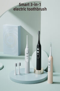 3 in 1 portable ipx7 rechargeable teeth cleaning kit electric toothbrush water flosser dental scaler combo soft for home use