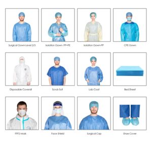 wholesale cpe gown blue medical waterproof disposable polyethylene plastic hospital isolation cpe gown with thumb loop