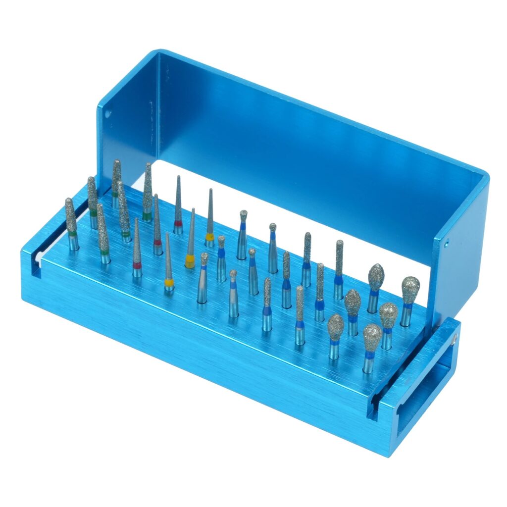 Organized Sterilization: The Role of Custom 40-Hole Autoclavable Instrument Boxes in Endodontic and Surgical Care 30pcs/box well ck high speed dental diamond bur set disinfection block aluminium bur holder polishing drill bit burs