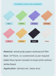 high quality 3 ply disposable dental bibs custom tattoo 13" x 18" absorbent waterproof paper for dentist medical consumables