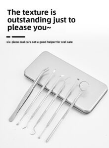 best selling oem stainless steel dental examination set 6pcs multi purpose oral hygiene tools top oral care tool kit
