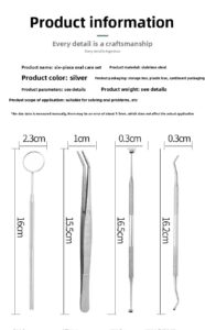 best selling oem stainless steel dental examination set 6pcs multi purpose oral hygiene tools top oral care tool kit